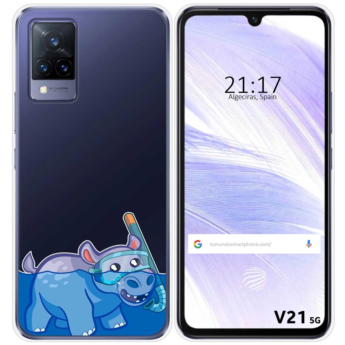 Funda Silicona Transparente para Vivo V21 5G diseño Hipo Dibujos