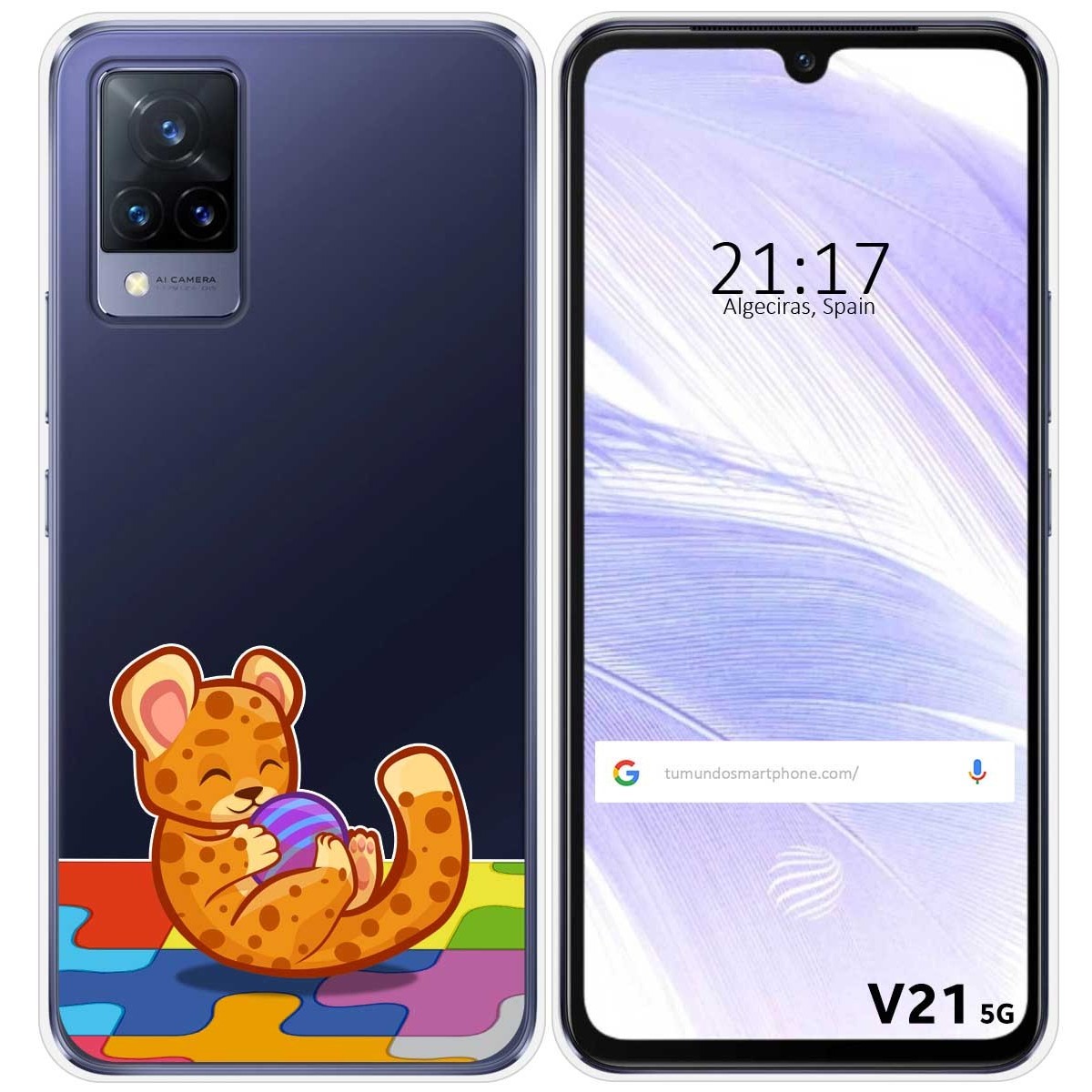 Funda Silicona Transparente para Vivo V21 5G diseño Leopardo Dibujos
