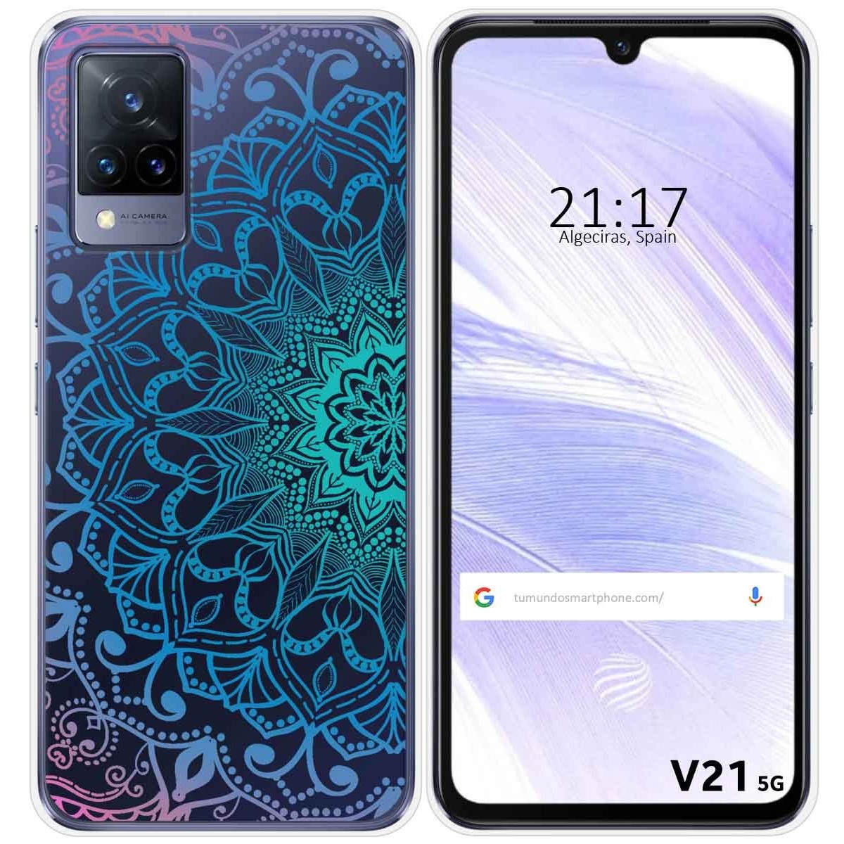 Funda Silicona Transparente para Vivo V21 5G diseño Mandala Dibujos