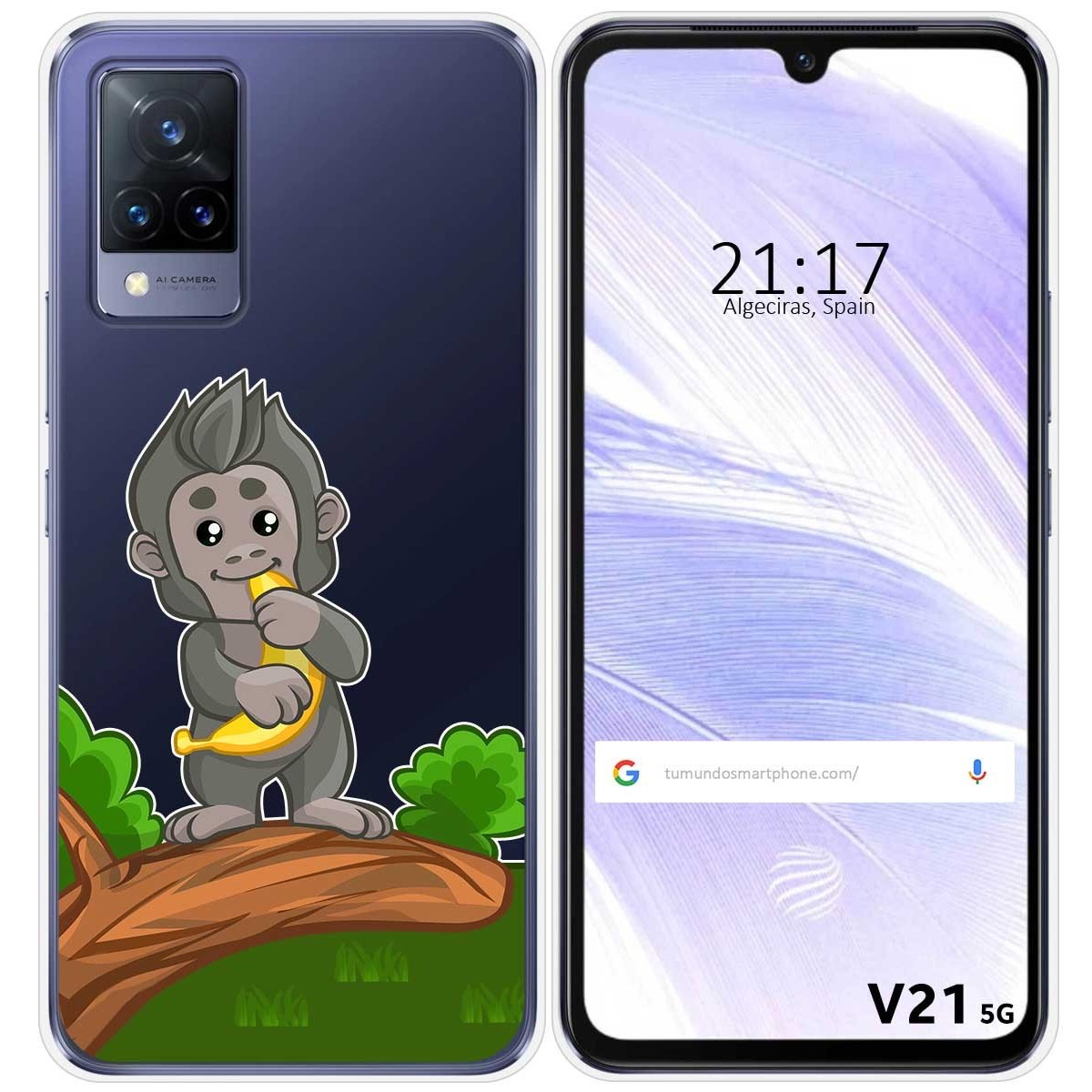 Funda Silicona Transparente para Vivo V21 5G diseño Mono Dibujos