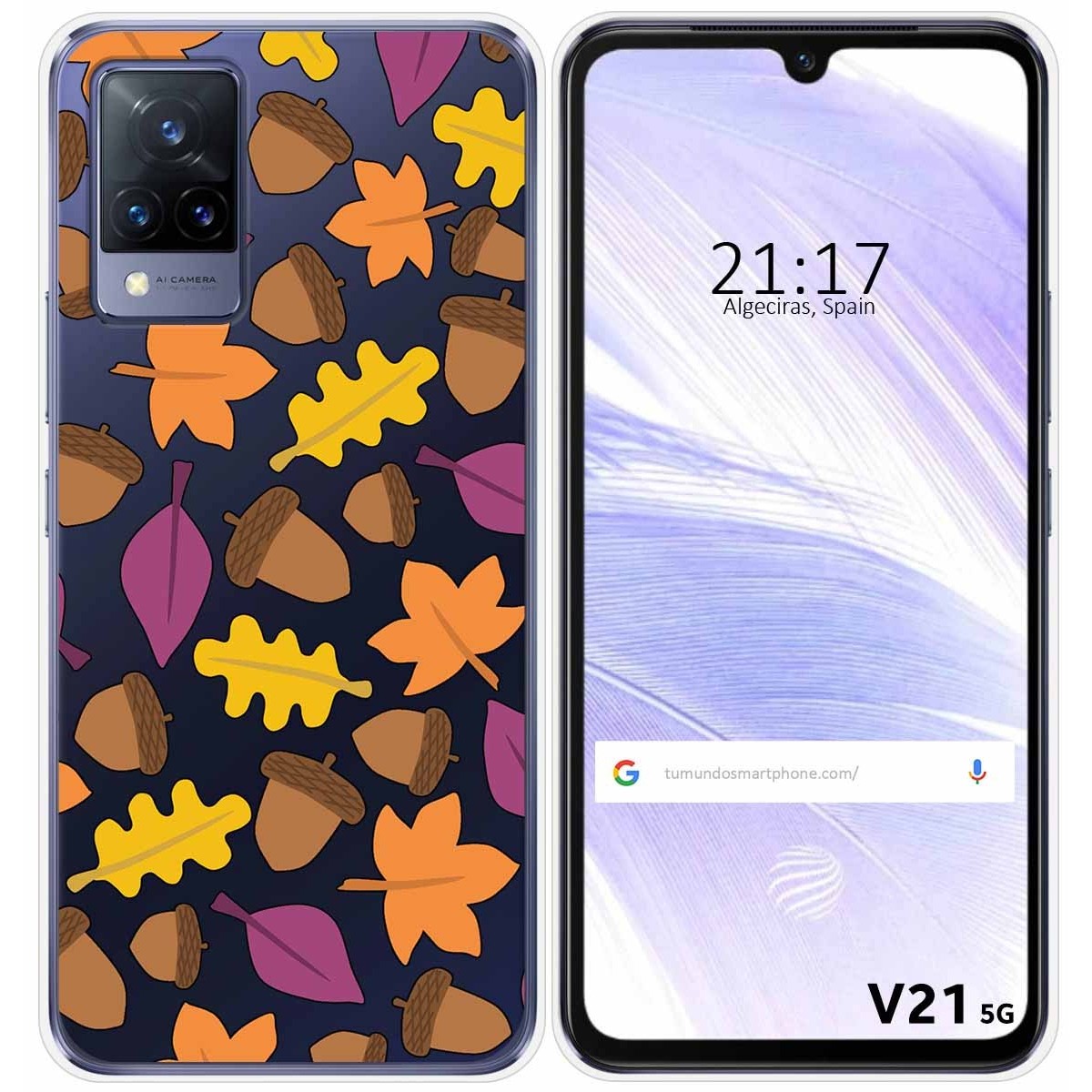 Funda Silicona Transparente para Vivo V21 5G diseño Otoño Dibujos