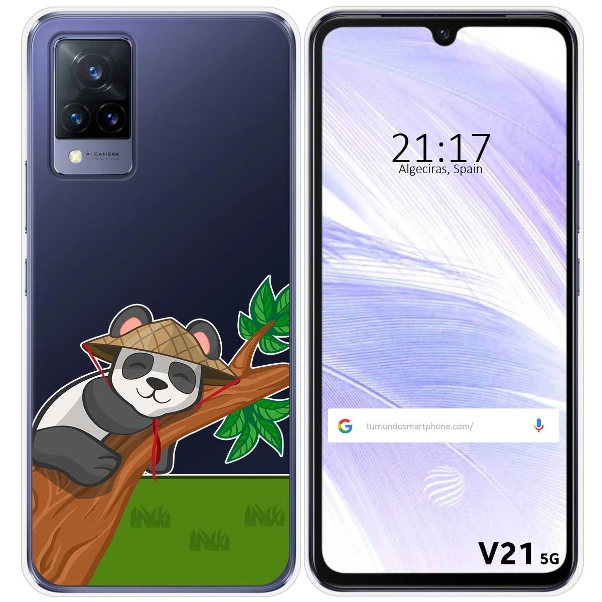 Funda Silicona Transparente para Vivo V21 5G diseño Panda Dibujos