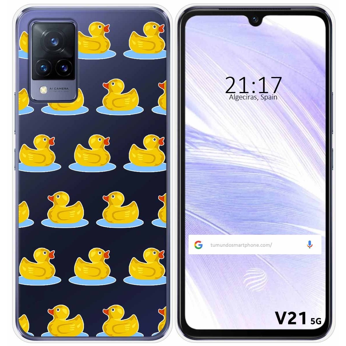 Funda Silicona Transparente para Vivo V21 5G diseño Pato Dibujos