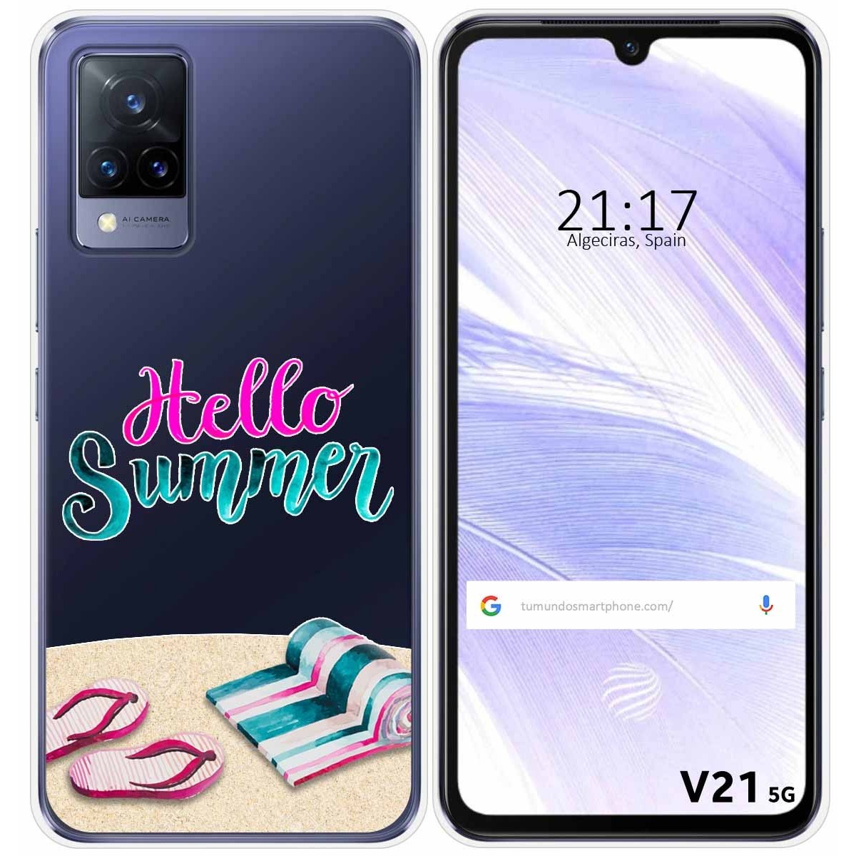Funda Silicona Transparente para Vivo V21 5G diseño Summer Dibujos