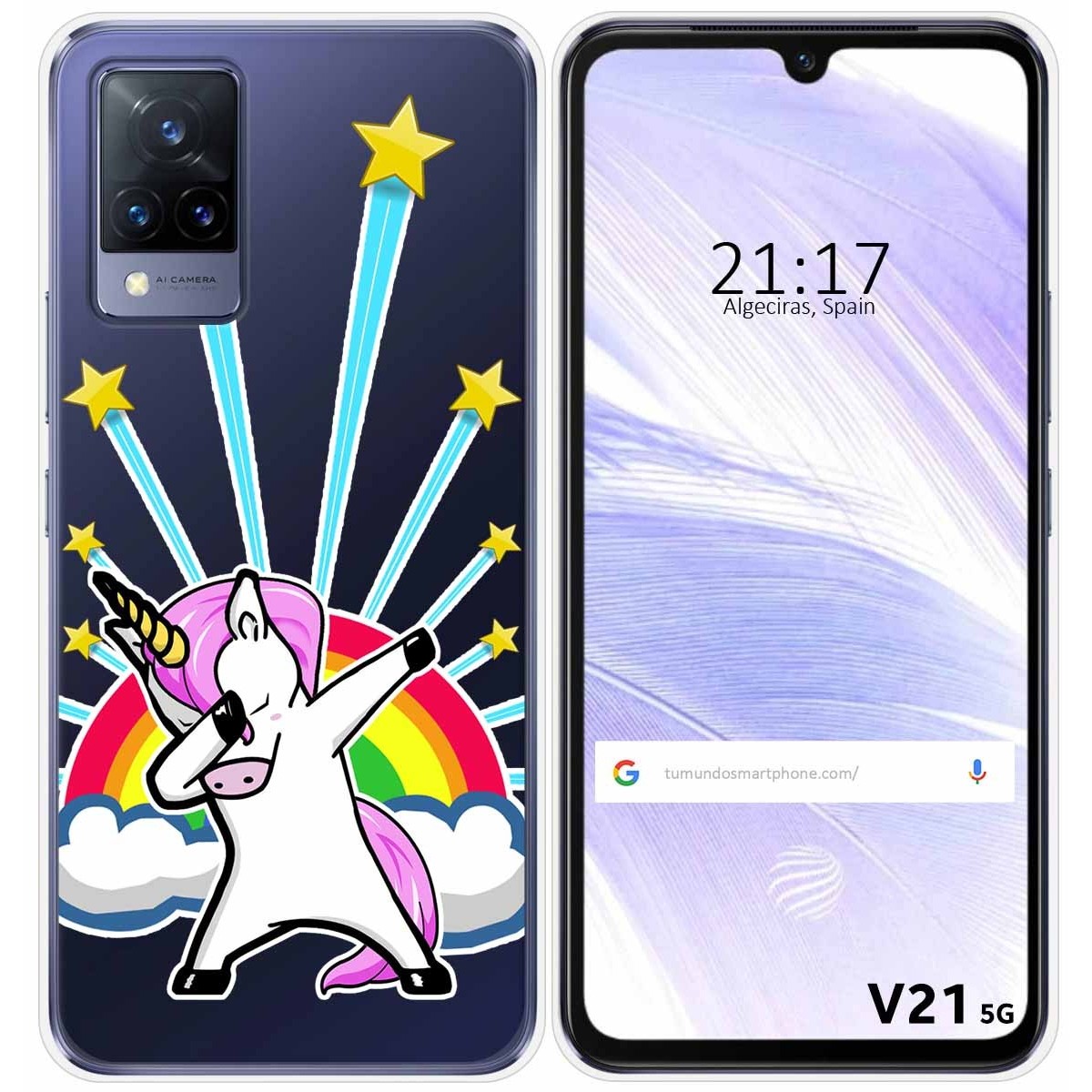 Funda Silicona Transparente para Vivo V21 5G diseño Unicornio Dibujos