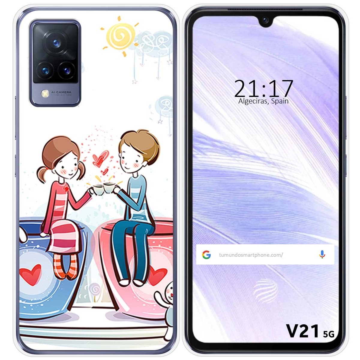Funda Silicona para Vivo V21 5G diseño Café Dibujos