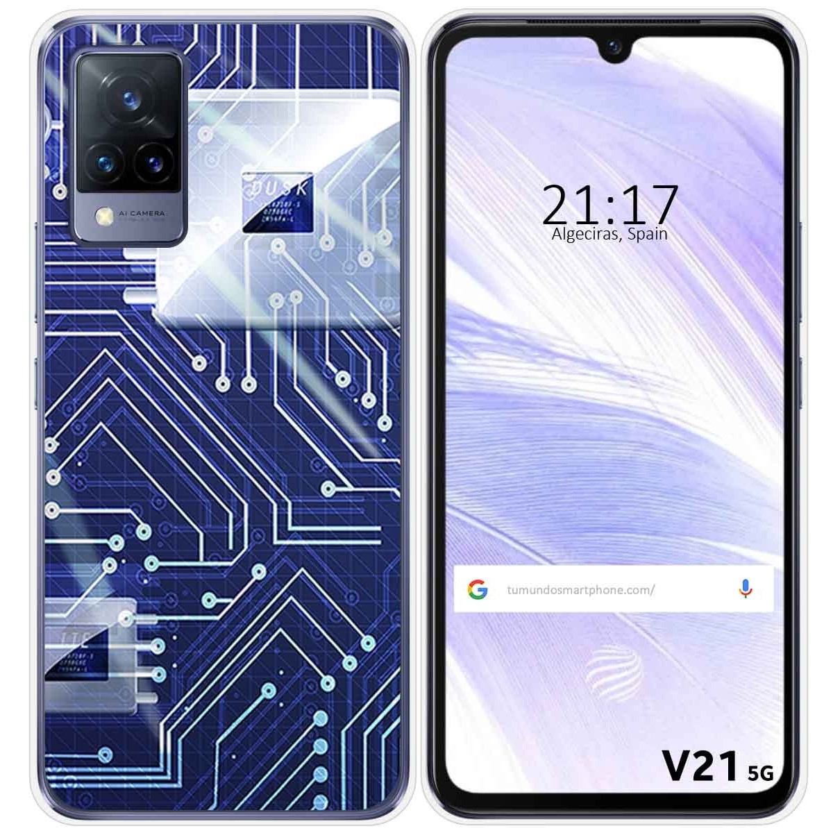 Funda Silicona para Vivo V21 5G diseño Circuito Dibujos