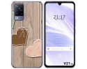 Funda Silicona para Vivo V21 5G diseño Corazones Madera Dibujos