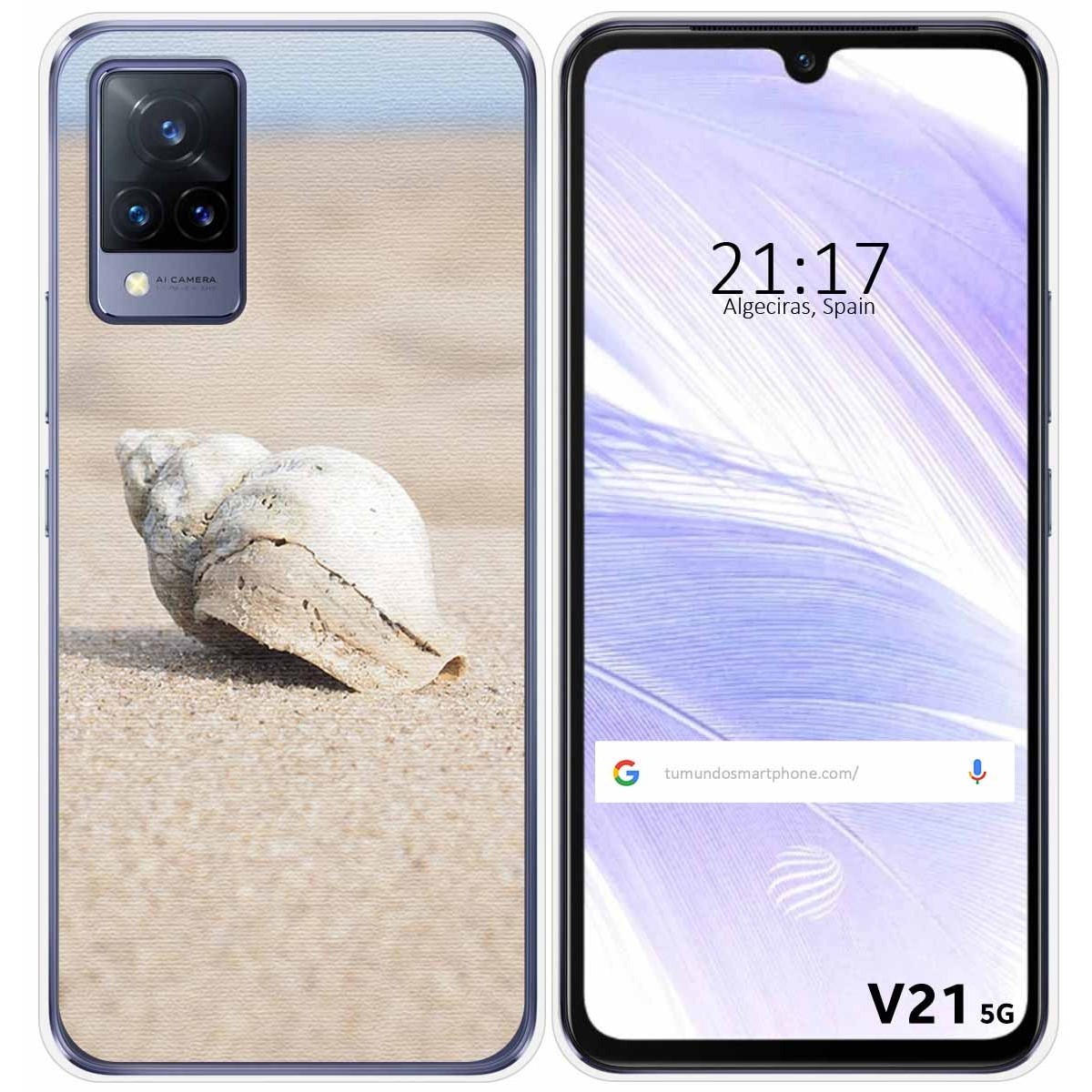 Funda Silicona para Vivo V21 5G diseño Concha Dibujos