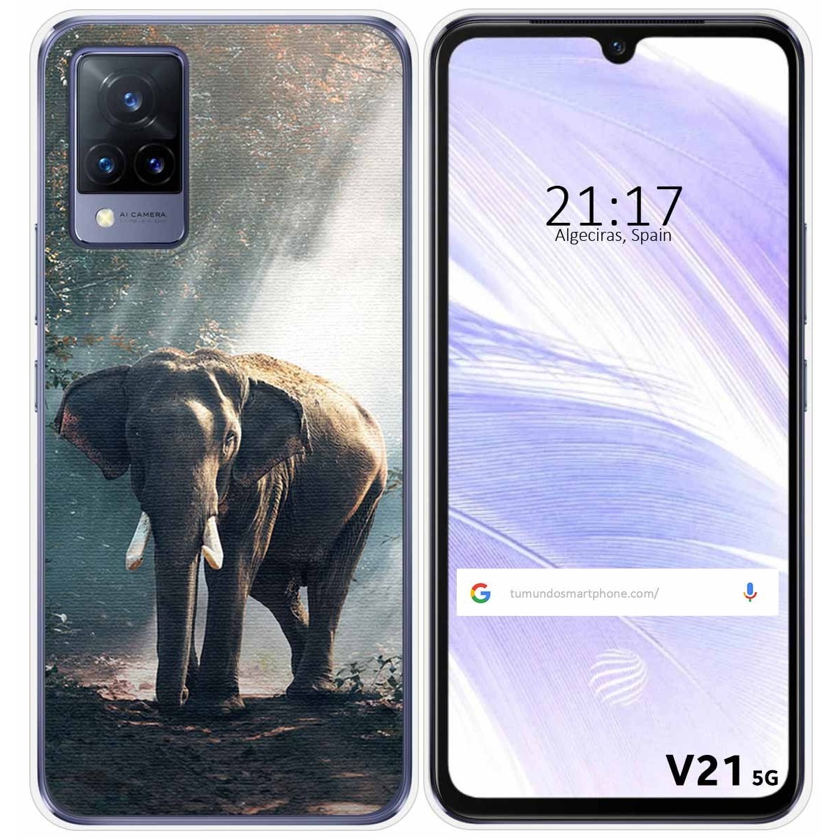 Funda Silicona para Vivo V21 5G diseño Elefante Dibujos
