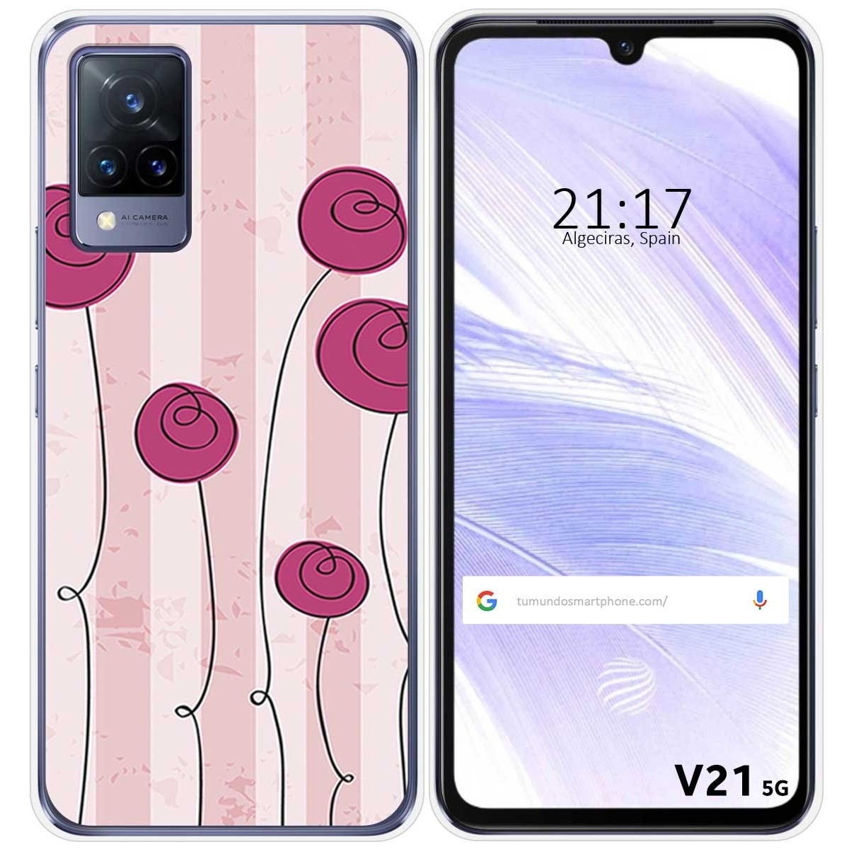 Funda Silicona para Vivo V21 5G diseño Flores Vintage Dibujos