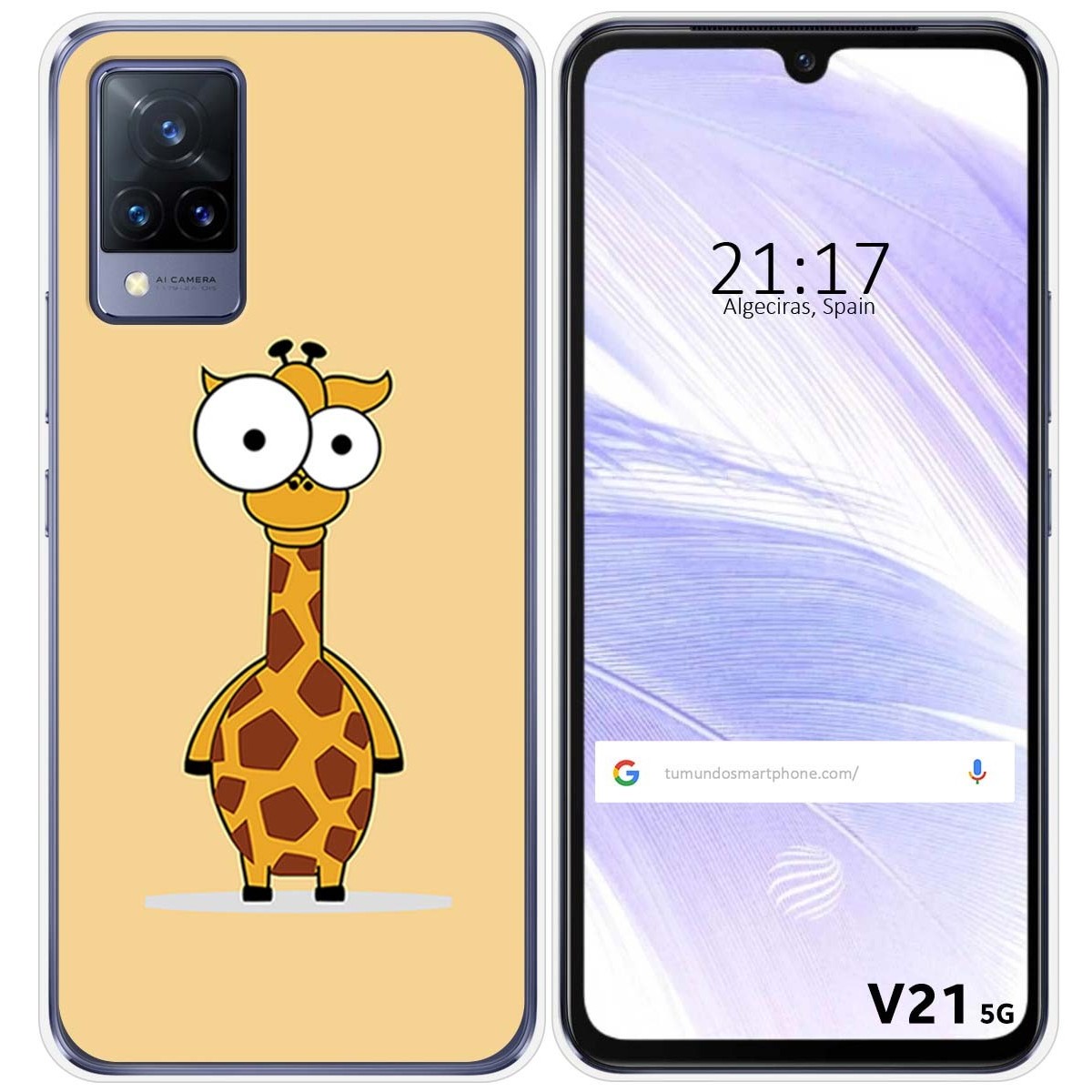 Funda Silicona para Vivo V21 5G diseño Jirafa Dibujos