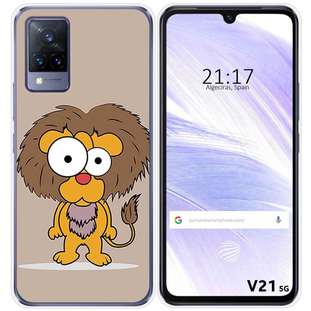 Funda Silicona para Vivo V21 5G diseño Leon Dibujos