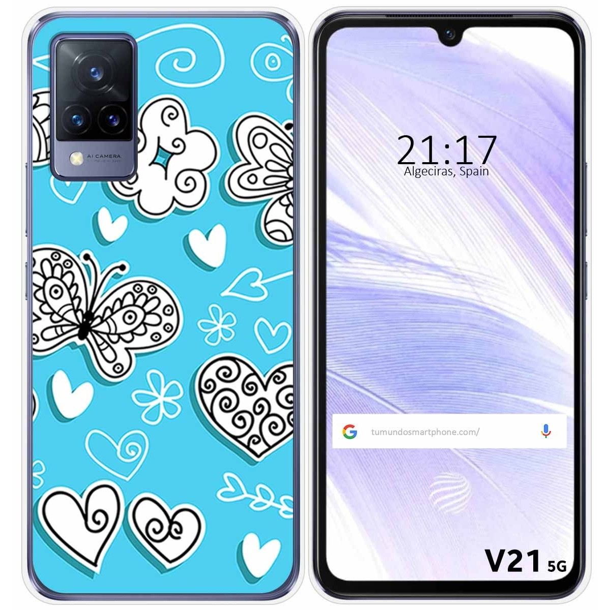 Funda Silicona para Vivo V21 5G diseño Mariposas Dibujos
