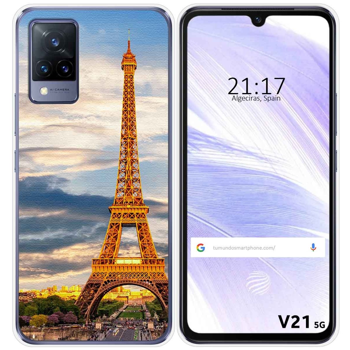 Funda Silicona para Vivo V21 5G diseño Paris Dibujos