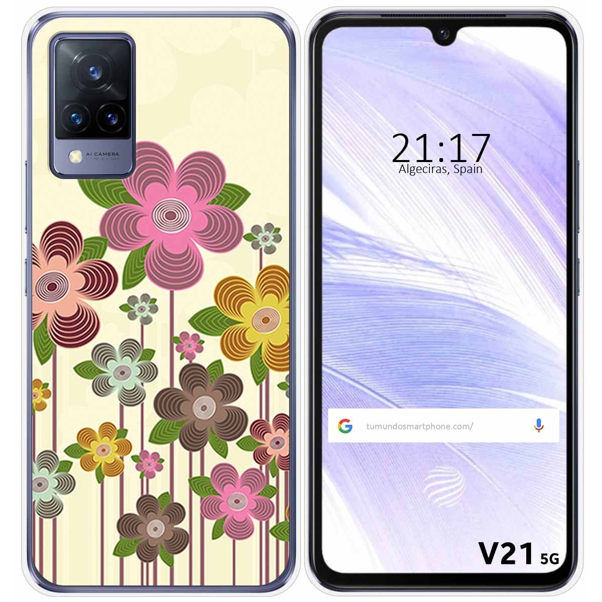 Funda Silicona para Vivo V21 5G diseño Primavera En Flor Dibujos