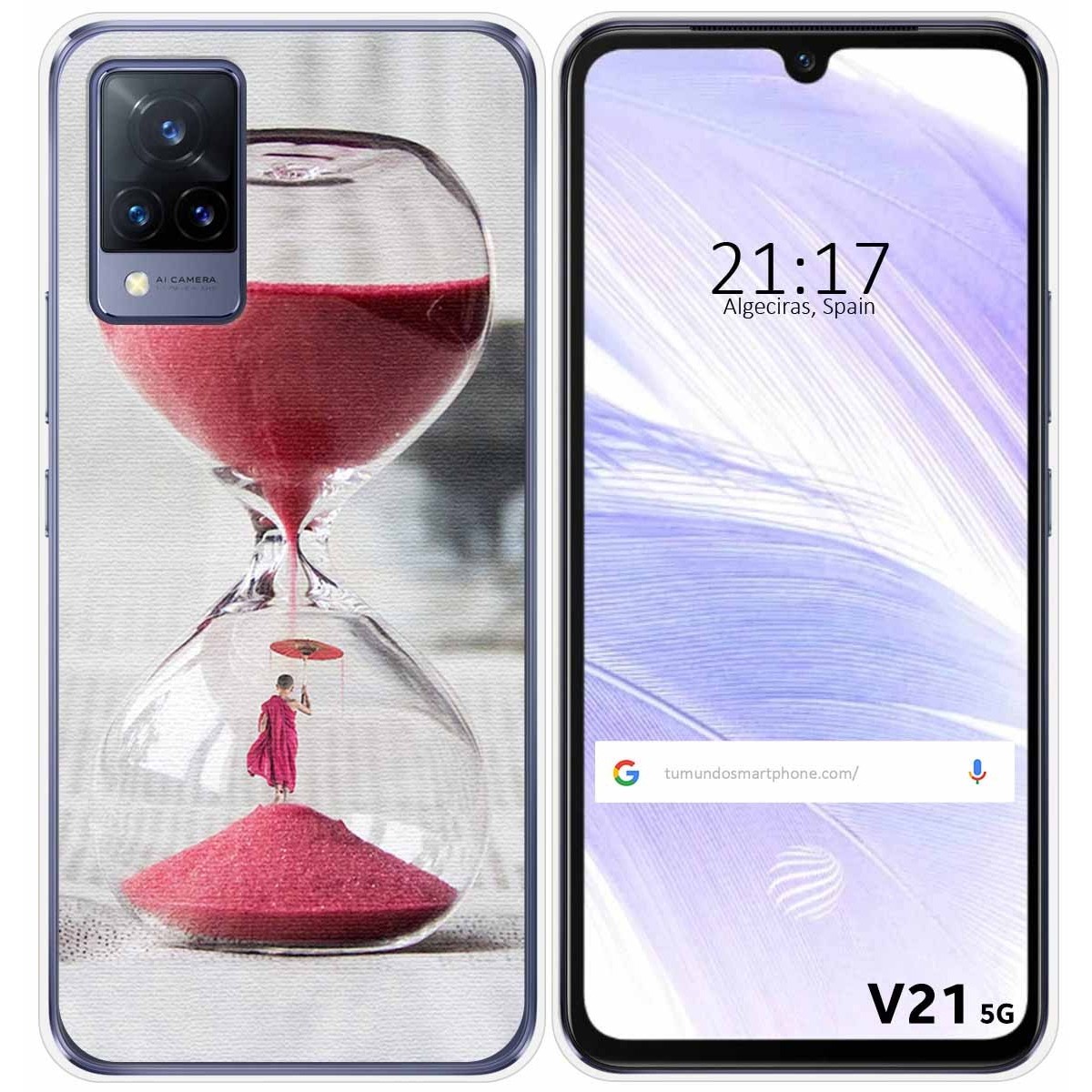 Funda Silicona para Vivo V21 5G diseño Reloj Dibujos
