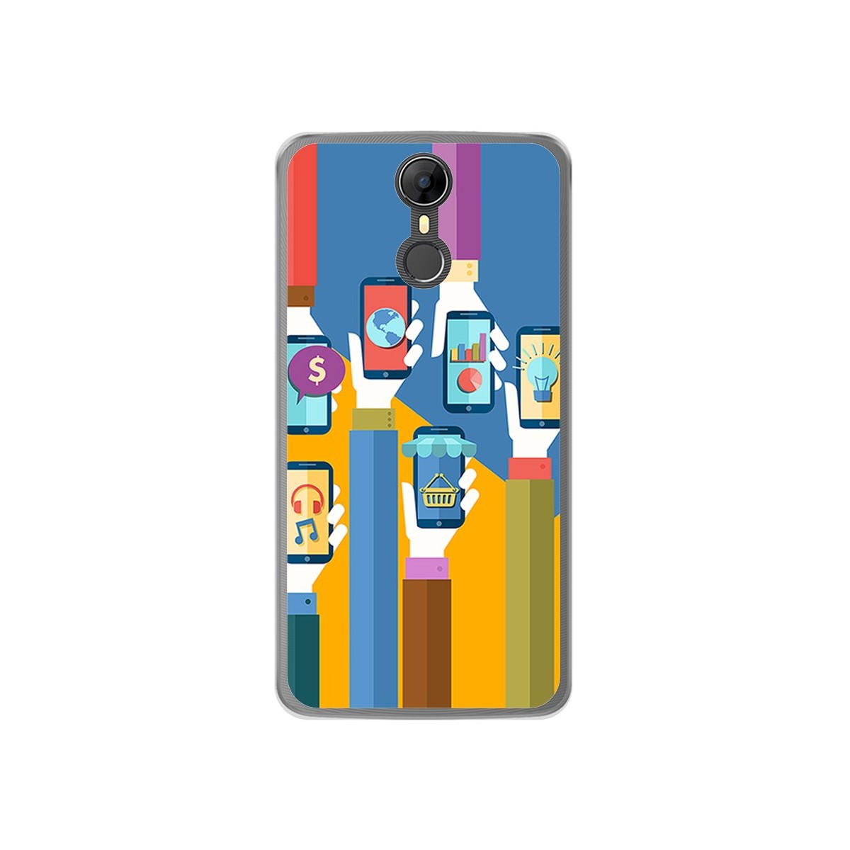 Funda Gel Tpu para Homtom HT27 Diseño Apps Dibujos