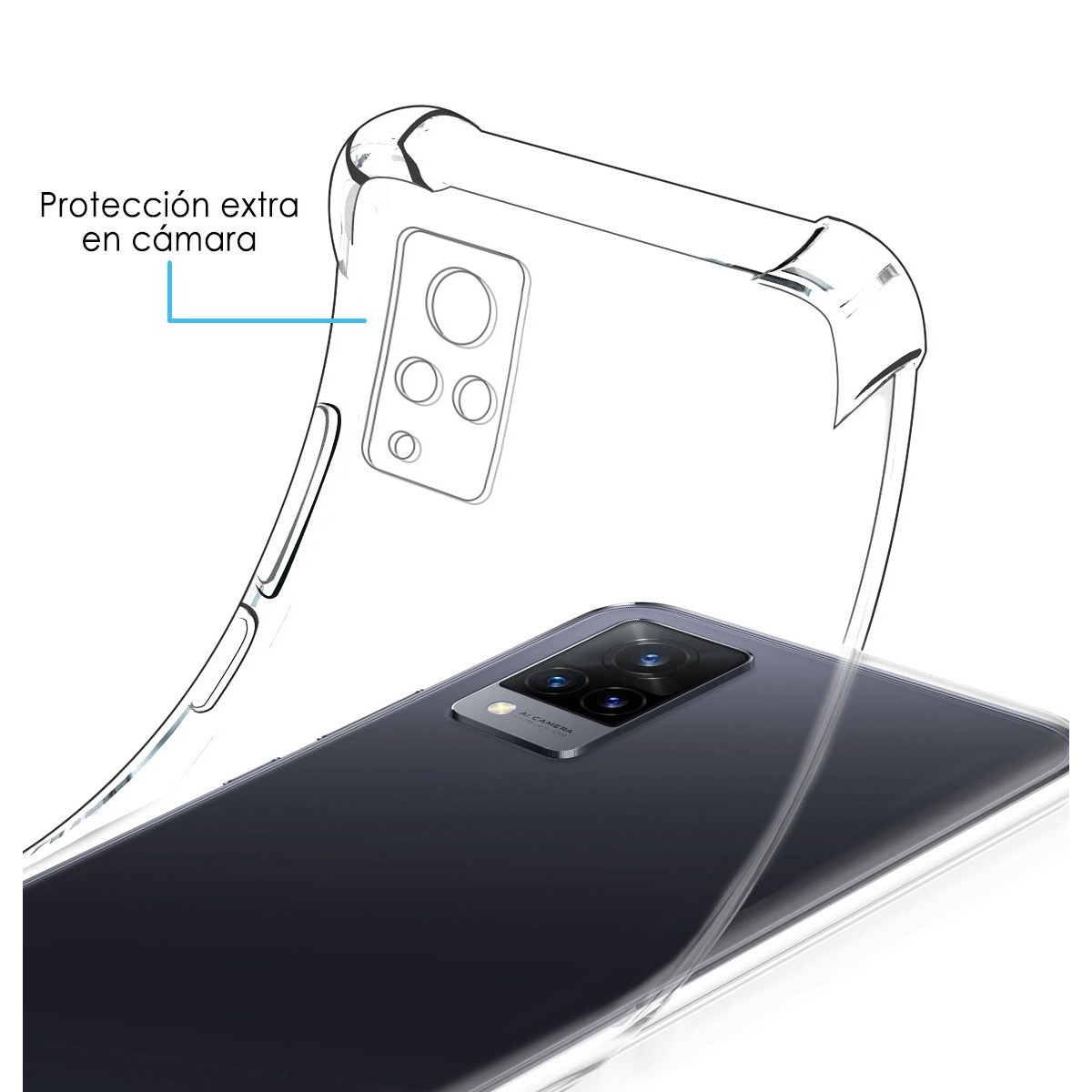 Funda Silicona Antigolpes Transparente para Vivo V21 5G