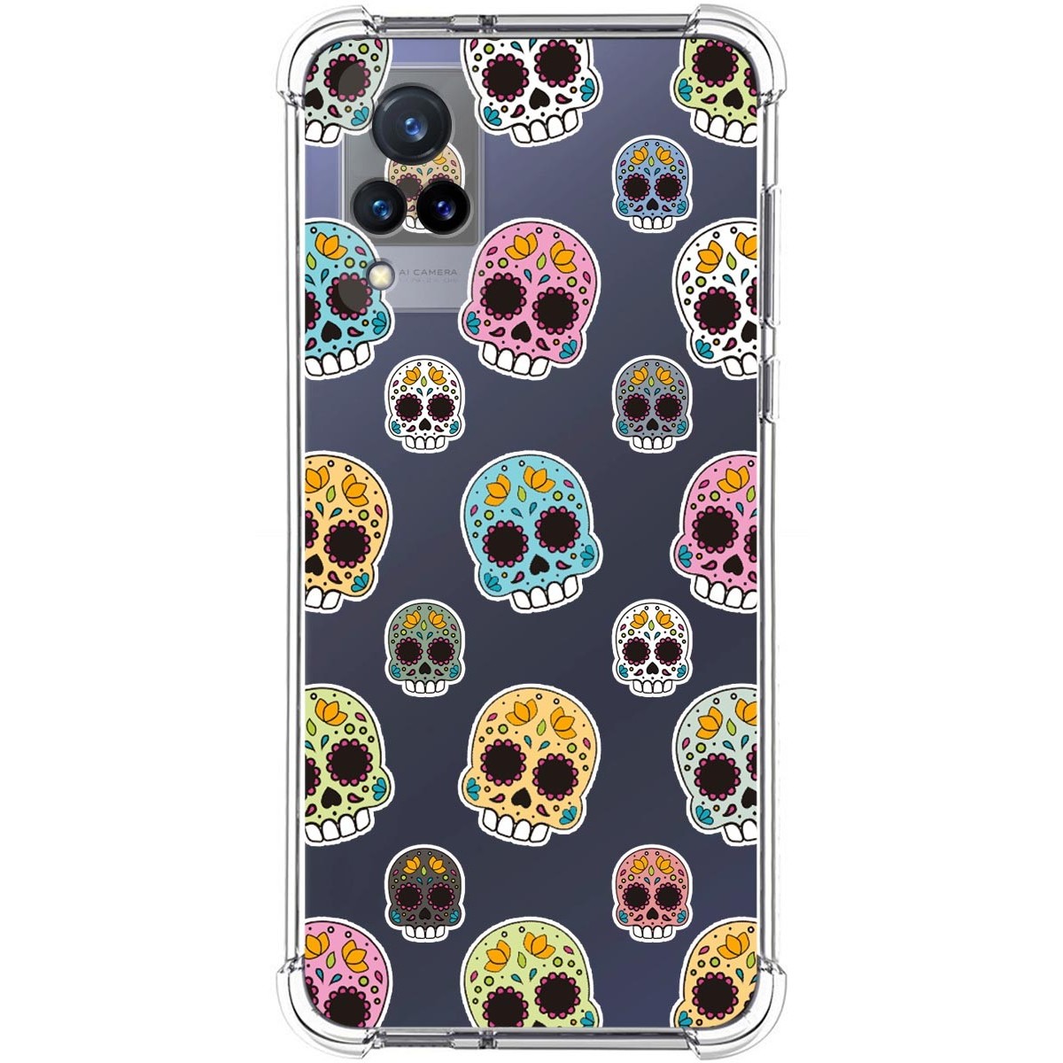 Funda Silicona Antigolpes para Vivo V21 5G diseño Catrina Dibujos