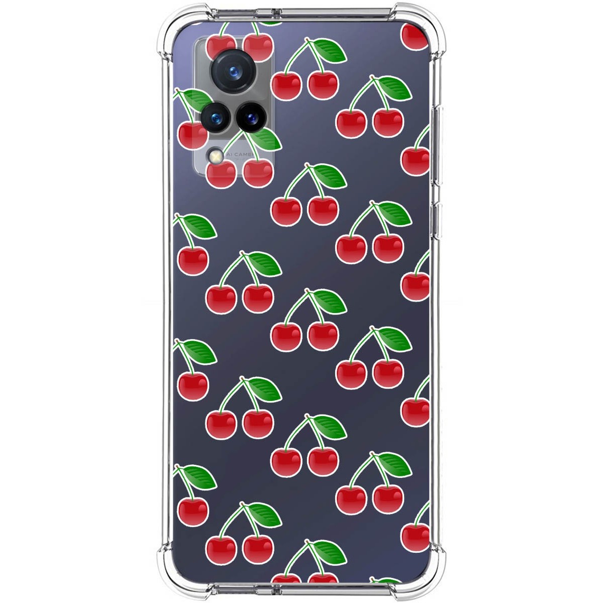 Funda Silicona Antigolpes para Vivo V21 5G diseño Cerezas Dibujos