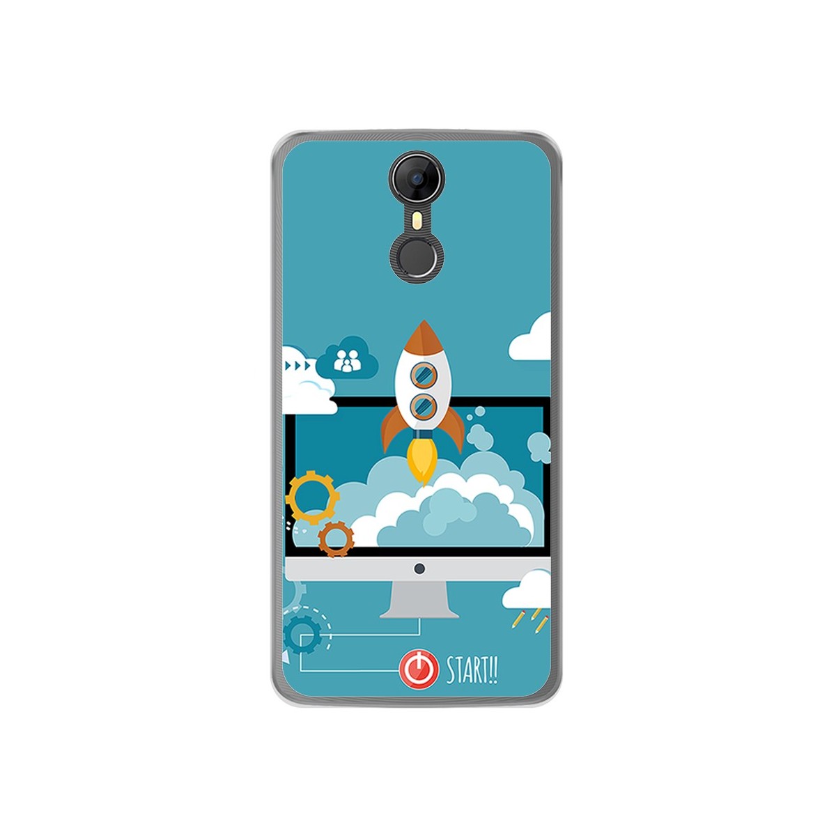 Funda Gel Tpu para Homtom HT27 Diseño Cohete Dibujos