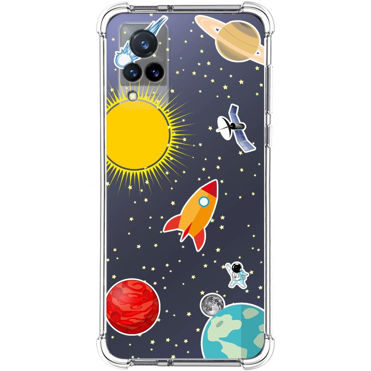 Funda Silicona Antigolpes para Vivo V21 5G diseño Espacio Dibujos