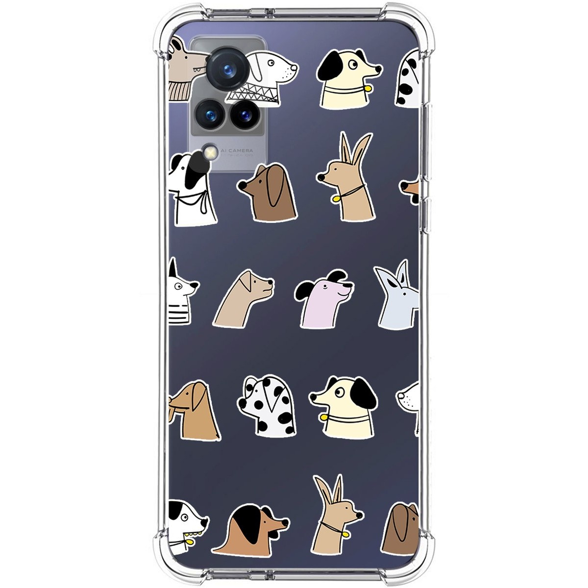 Funda Silicona Antigolpes para Vivo V21 5G diseño Perros Dibujos