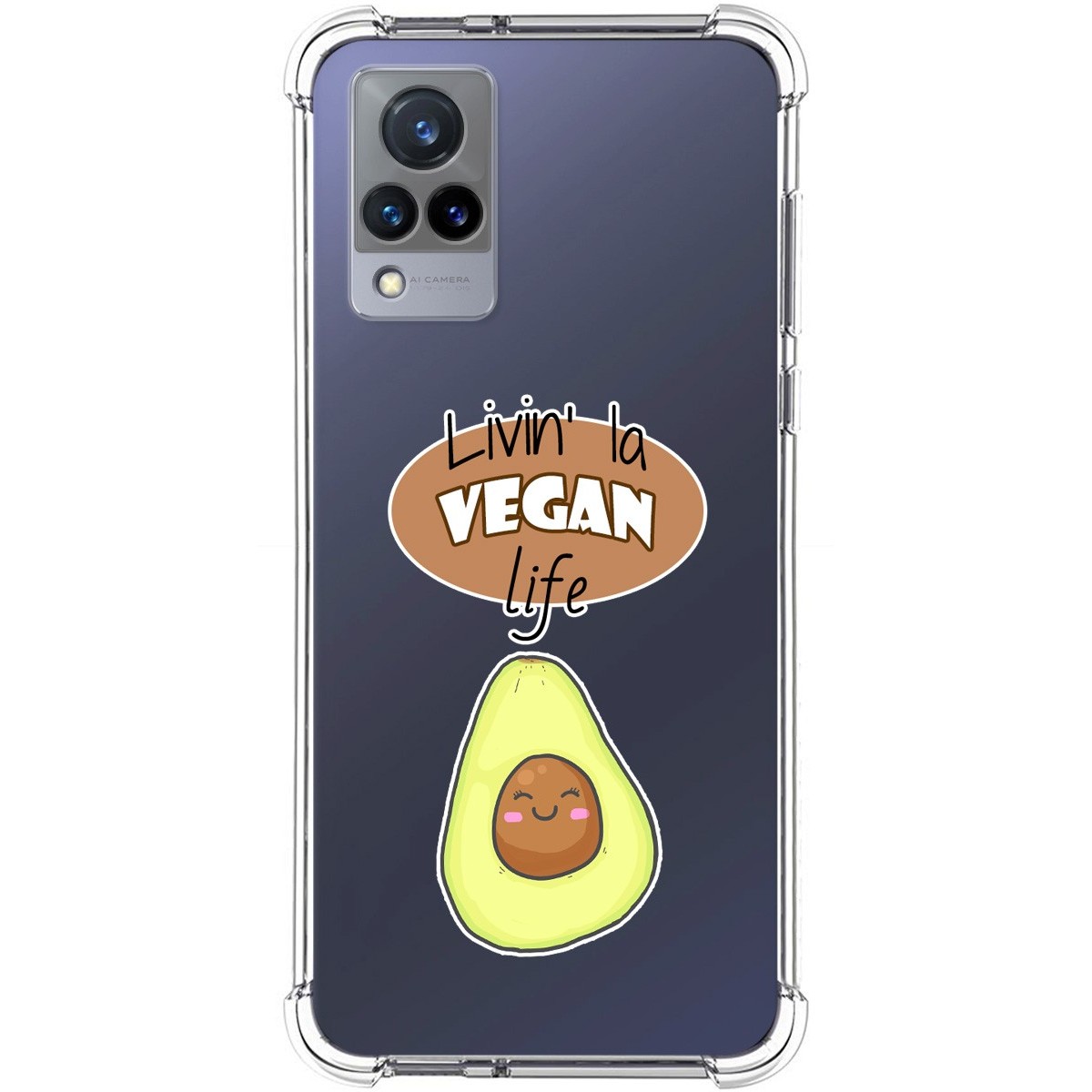 Funda Silicona Antigolpes para Vivo V21 5G diseño Vegan Life Dibujos
