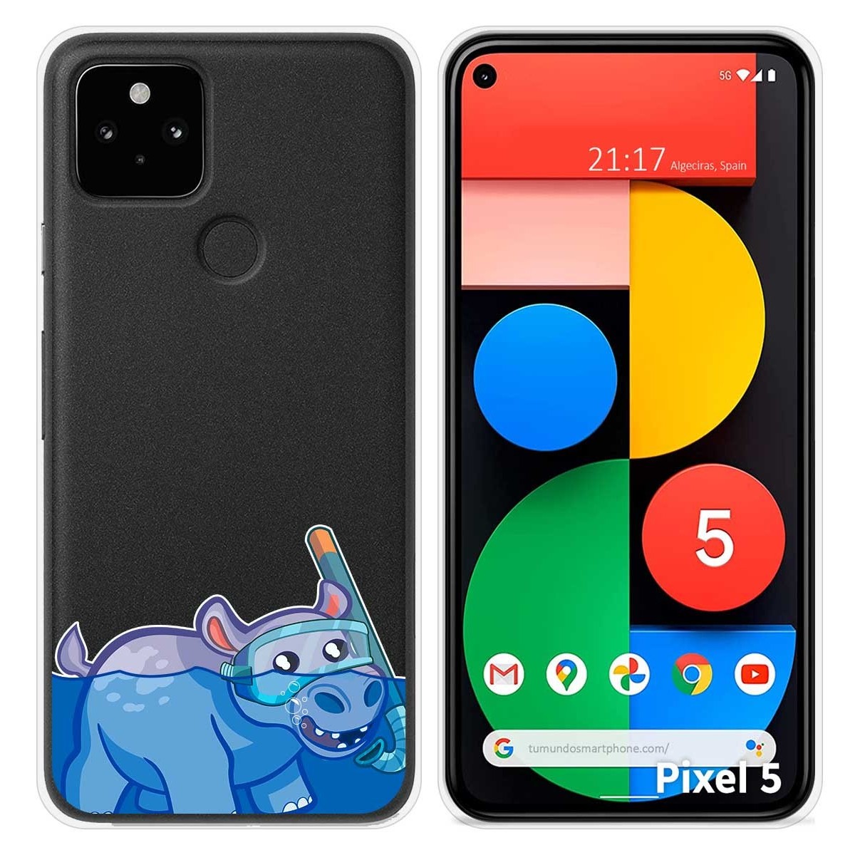 Funda Silicona Transparente para Google Pixel 5 5G diseño Hipo Dibujos