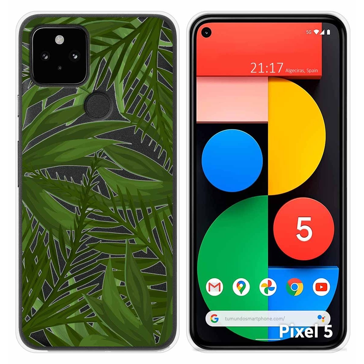 Funda Silicona Transparente para Google Pixel 5 5G diseño Jungla Dibujos