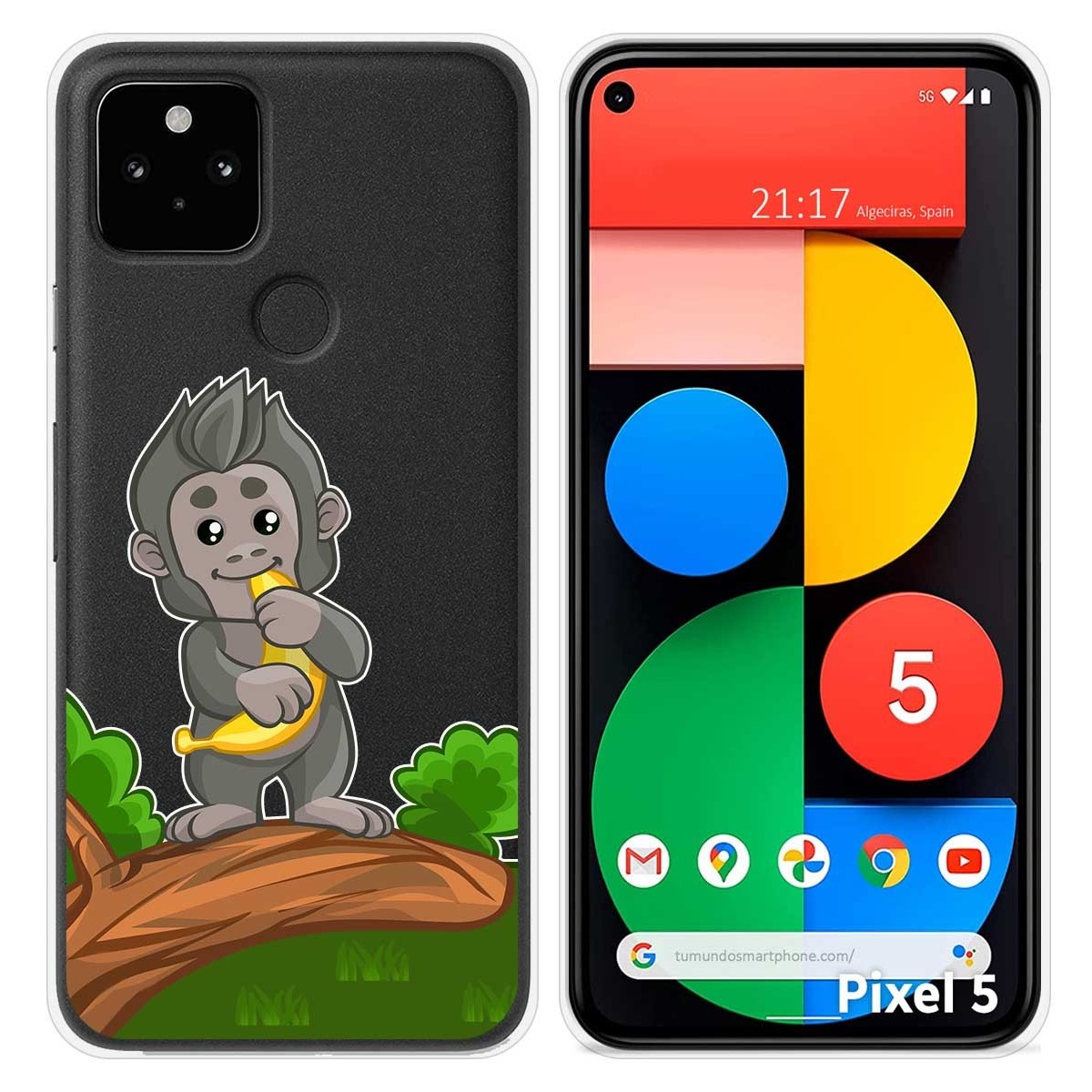 Funda Silicona Transparente para Google Pixel 5 5G diseño Mono Dibujos