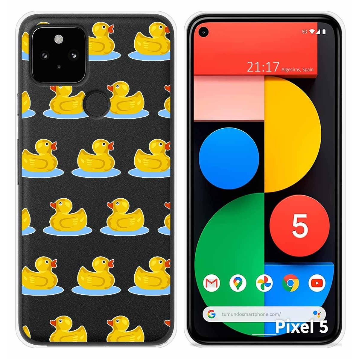 Funda Silicona Transparente para Google Pixel 5 5G diseño Pato Dibujos