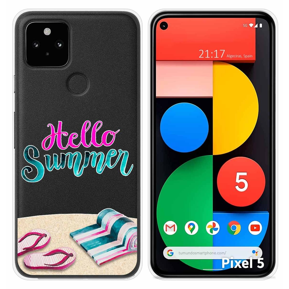 Funda Silicona Transparente para Google Pixel 5 5G diseño Summer Dibujos