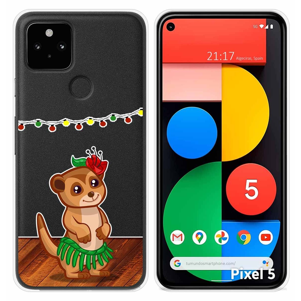Funda Silicona Transparente para Google Pixel 5 5G diseño Suricata Dibujos