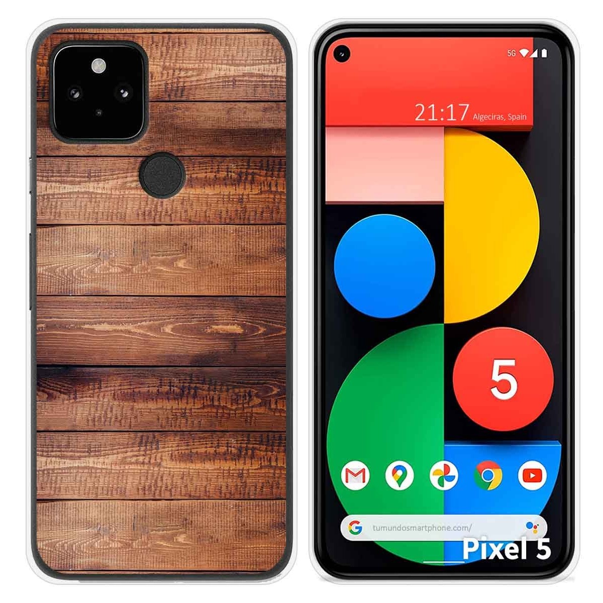 Funda Silicona para Google Pixel 5 5G diseño Madera 02 Dibujos