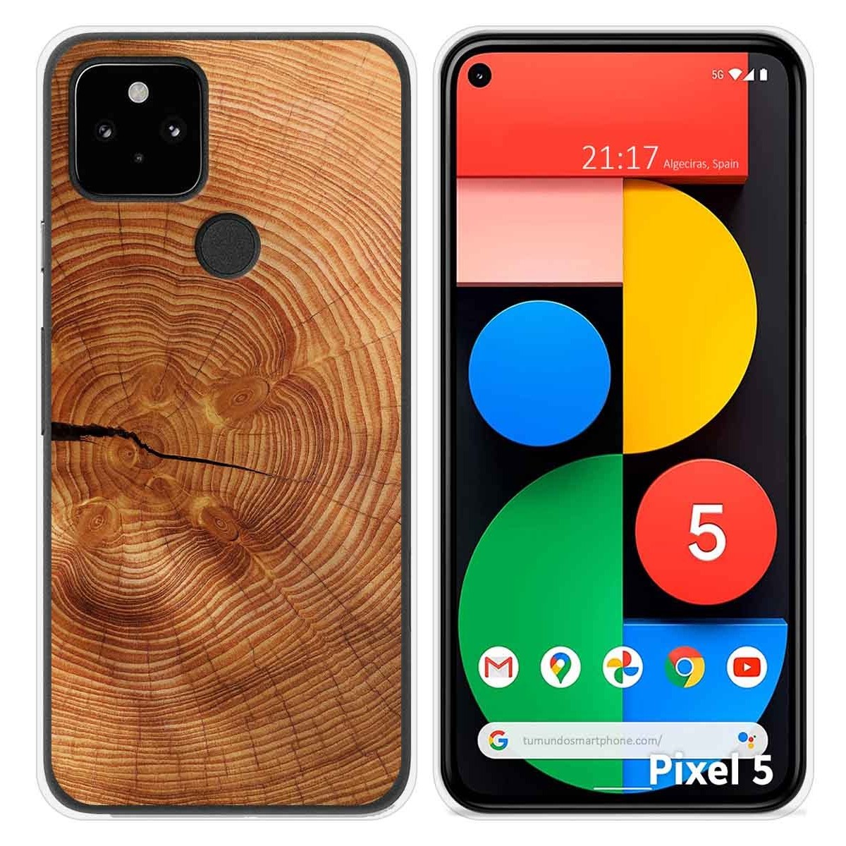 Funda Silicona para Google Pixel 5 5G diseño Madera 04 Dibujos