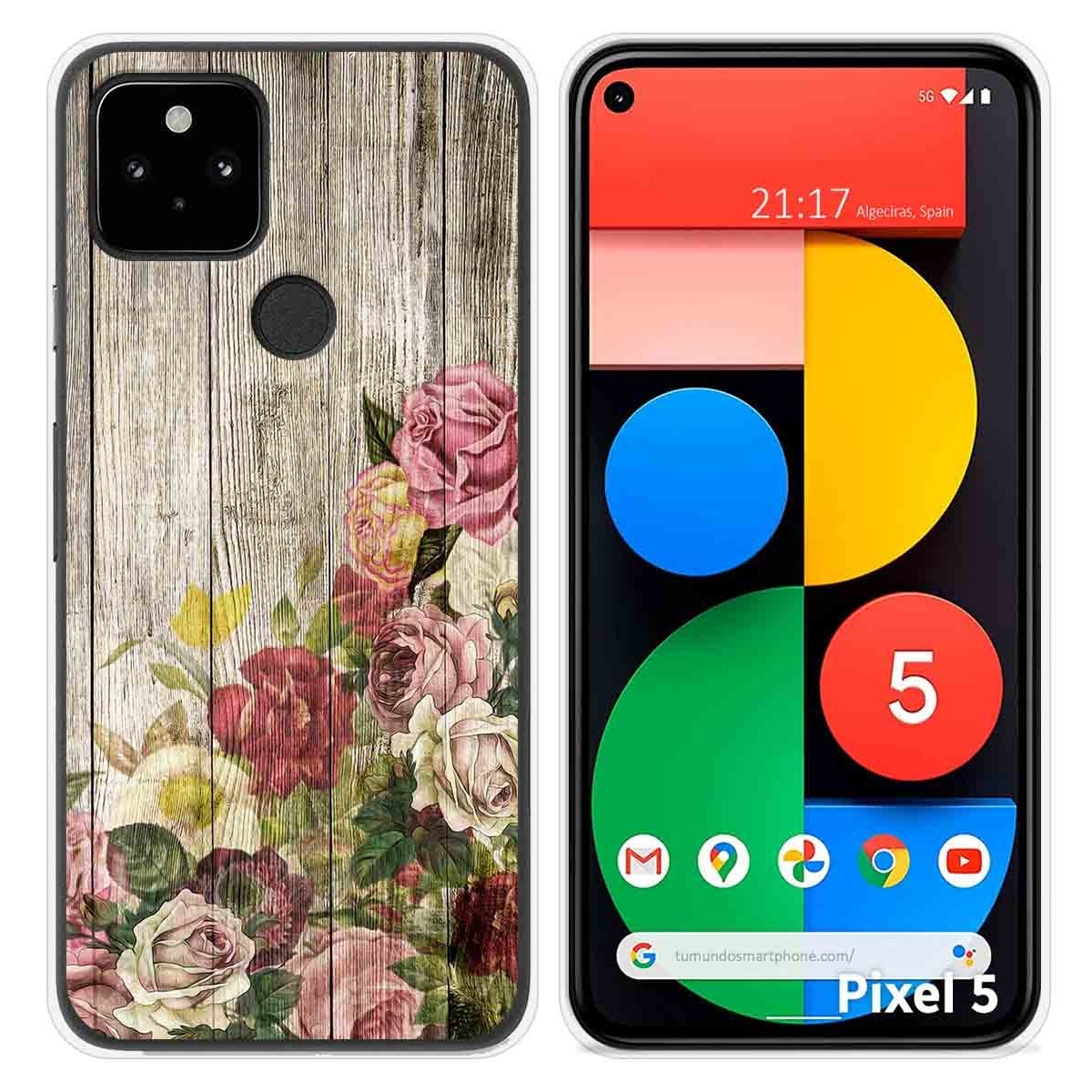 Funda Silicona para Google Pixel 5 5G diseño Madera 08 Dibujos