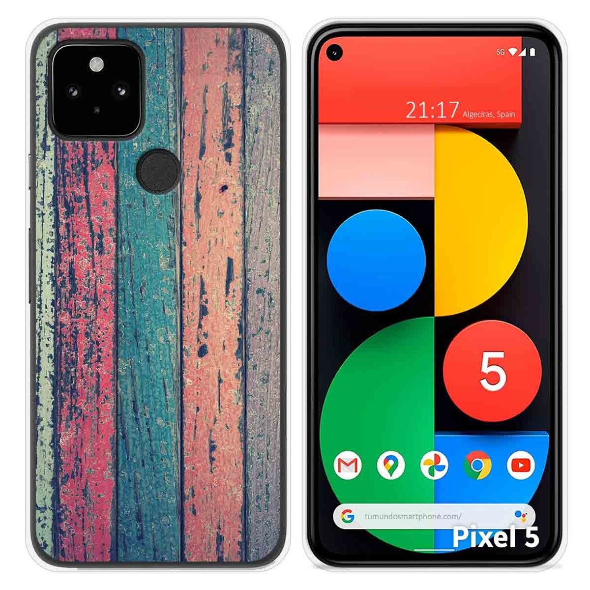 Funda Silicona para Google Pixel 5 5G diseño Madera 10 Dibujos