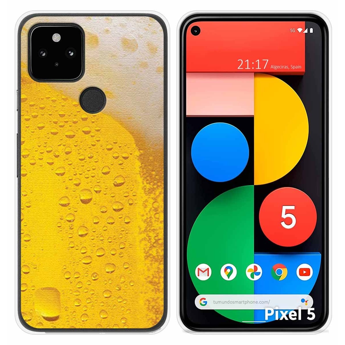 Funda Silicona para Google Pixel 5 5G diseño Cerveza Dibujos