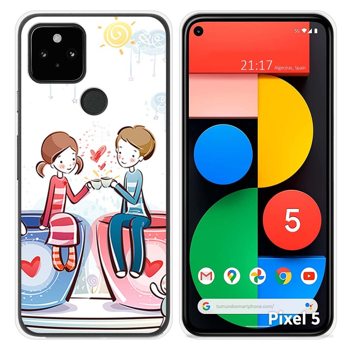 Funda Silicona para Google Pixel 5 5G diseño Café Dibujos