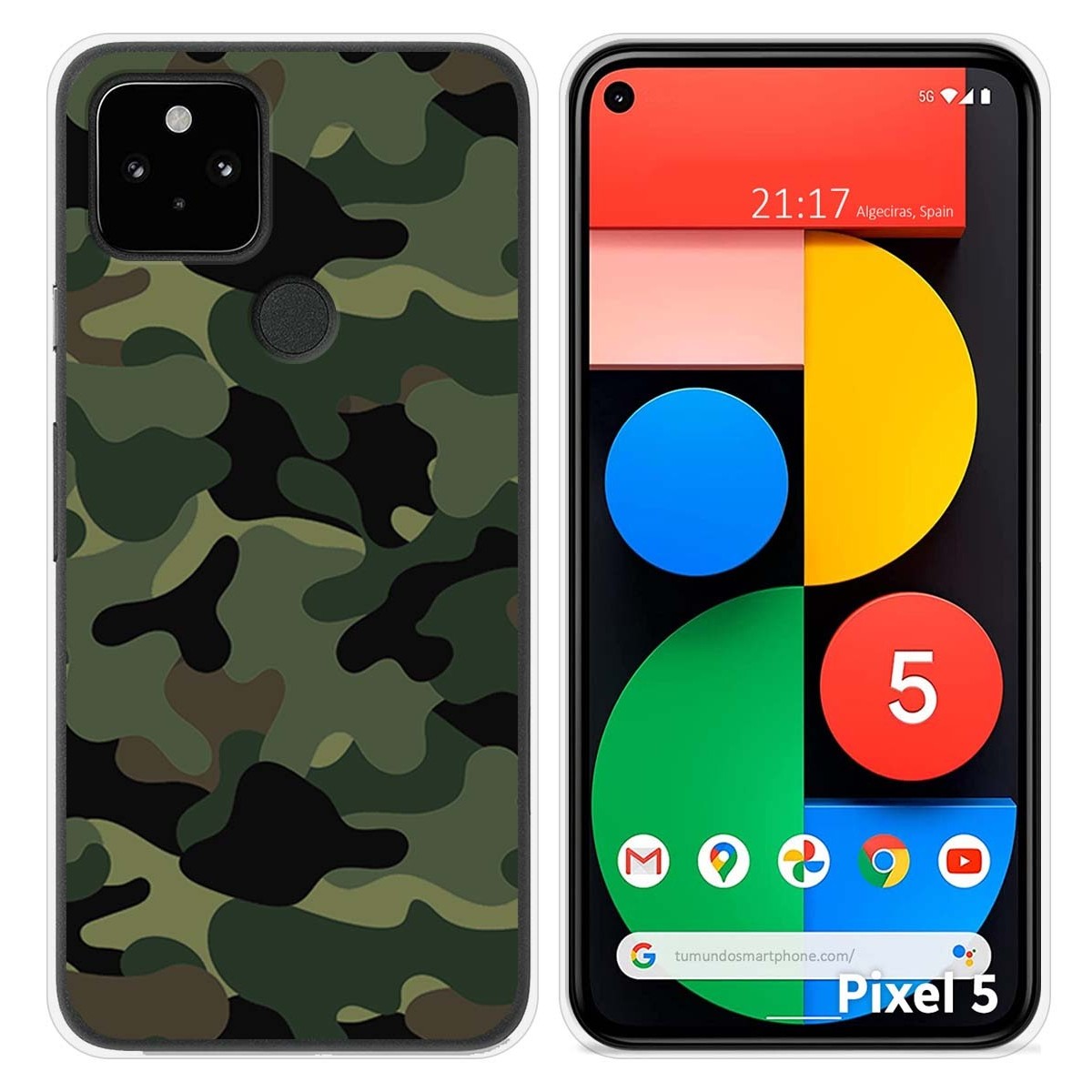 Funda Silicona para Google Pixel 5 5G diseño Camuflaje Dibujos