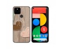 Funda Silicona para Google Pixel 5 5G diseño Corazones Madera Dibujos