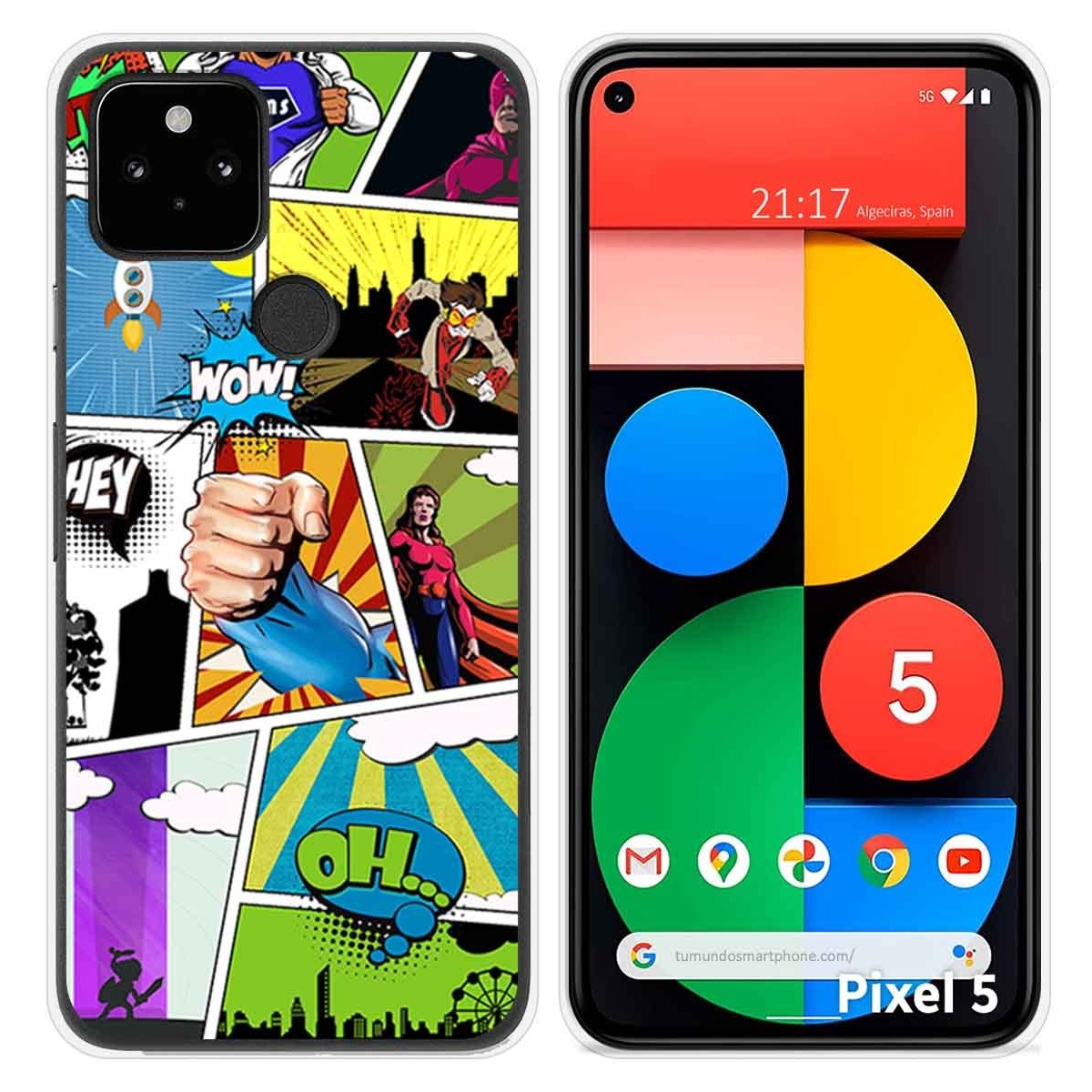 Funda Silicona para Google Pixel 5 5G diseño Comic Dibujos