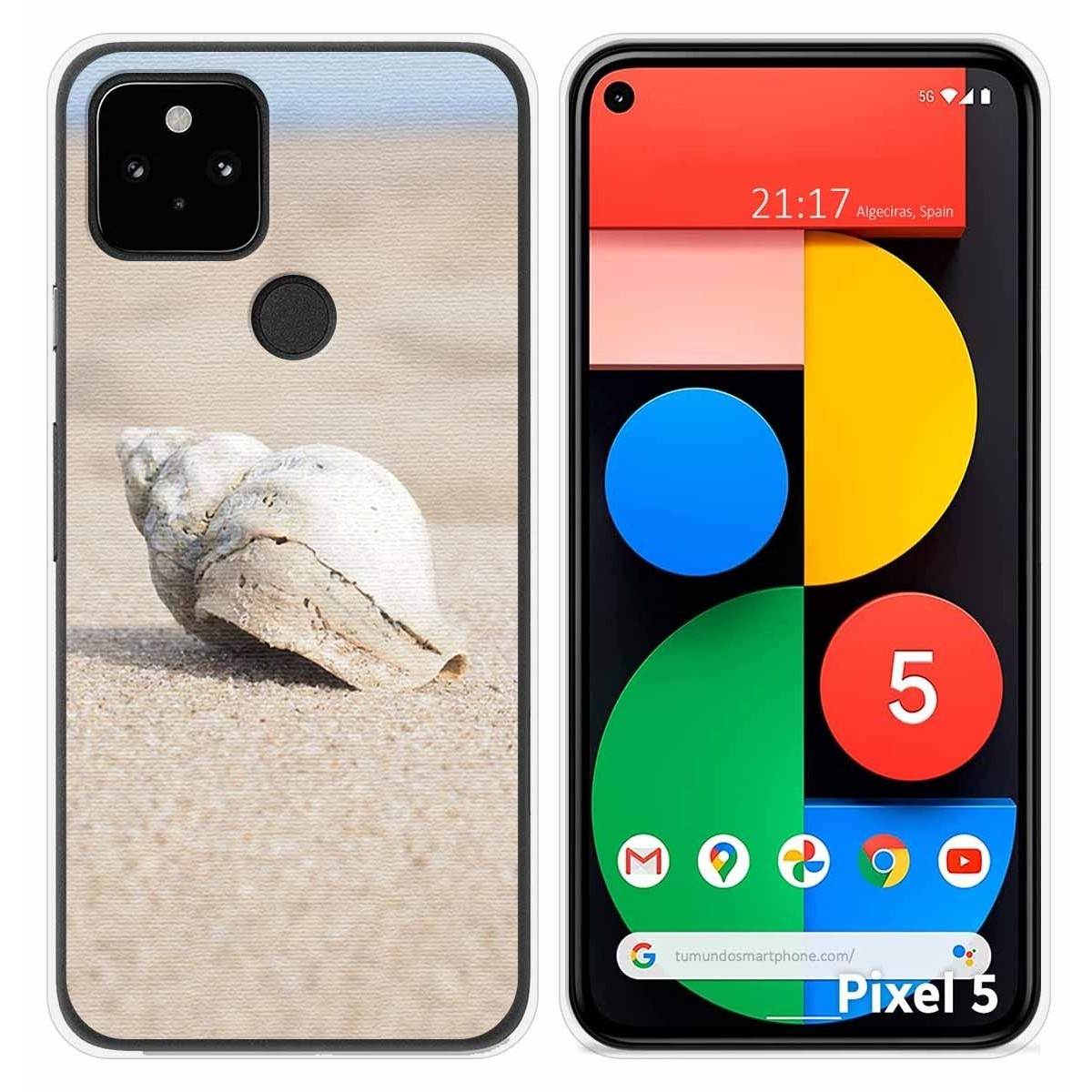Funda Silicona para Google Pixel 5 5G diseño Concha Dibujos