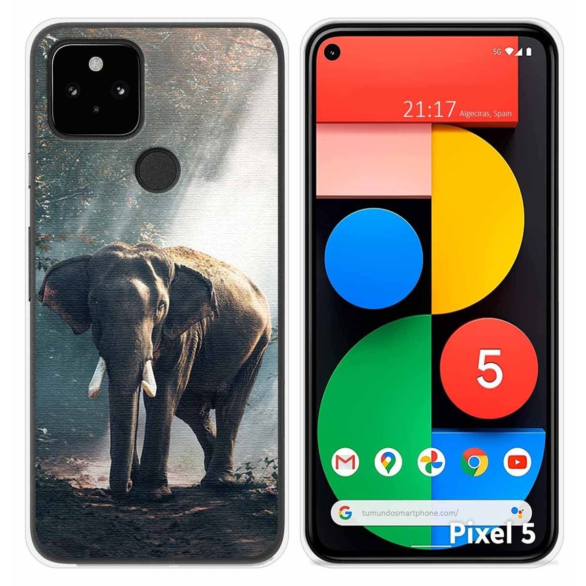 Funda Silicona para Google Pixel 5 5G diseño Elefante Dibujos