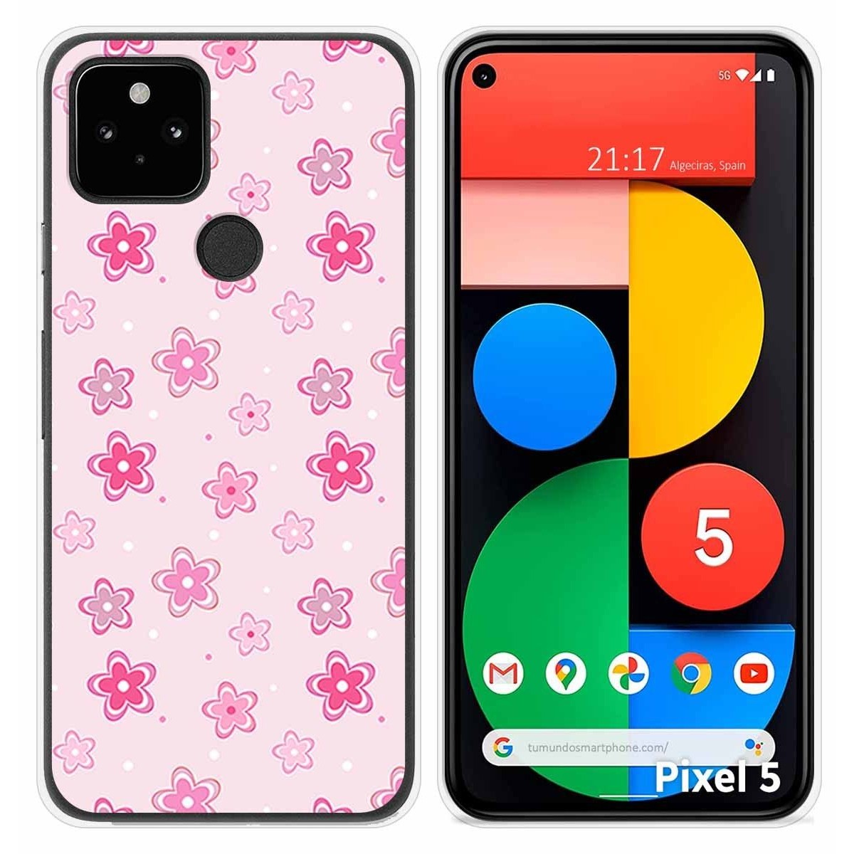 Funda Silicona para Google Pixel 5 5G diseño Flores Dibujos