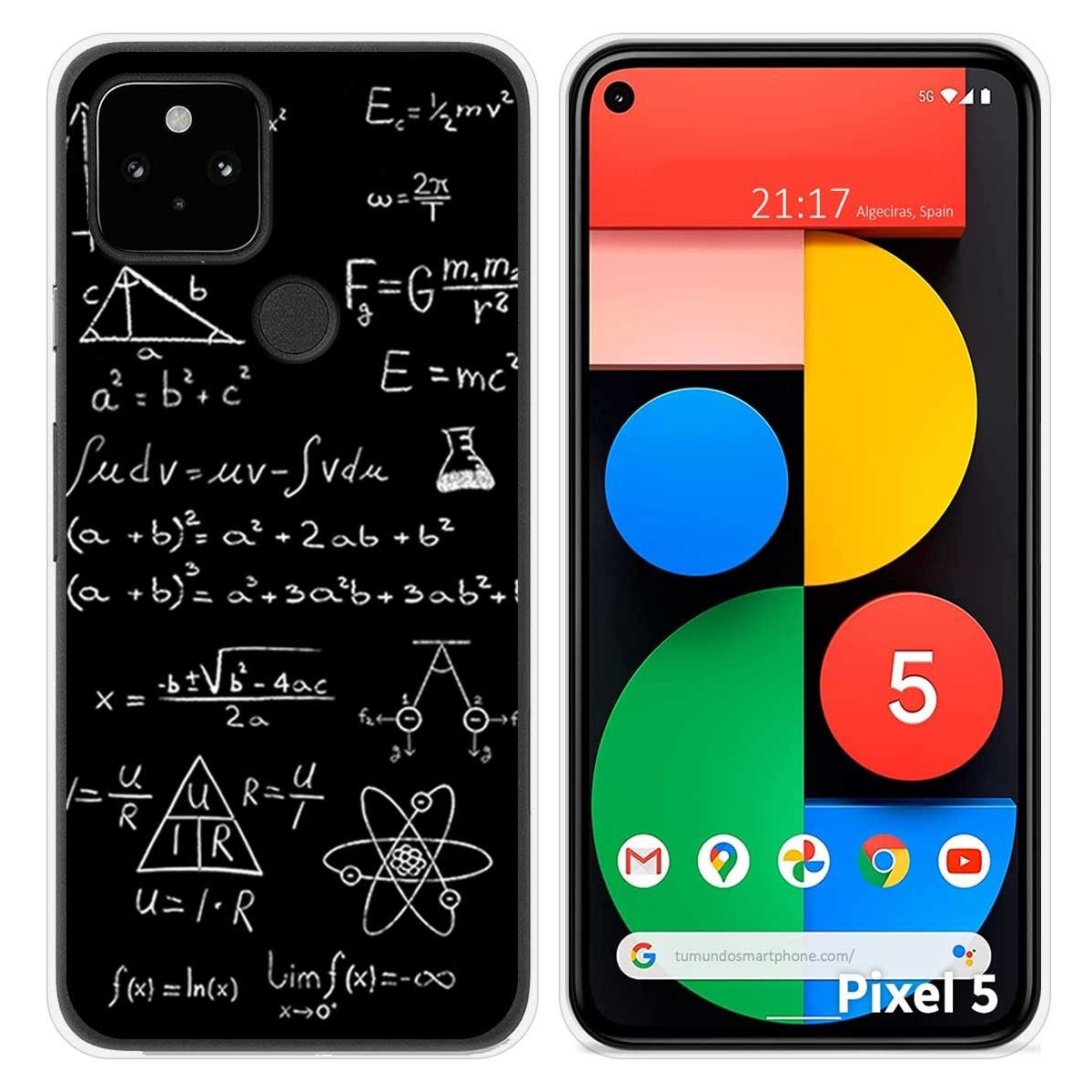 Funda Silicona para Google Pixel 5 5G diseño Formulas Dibujos