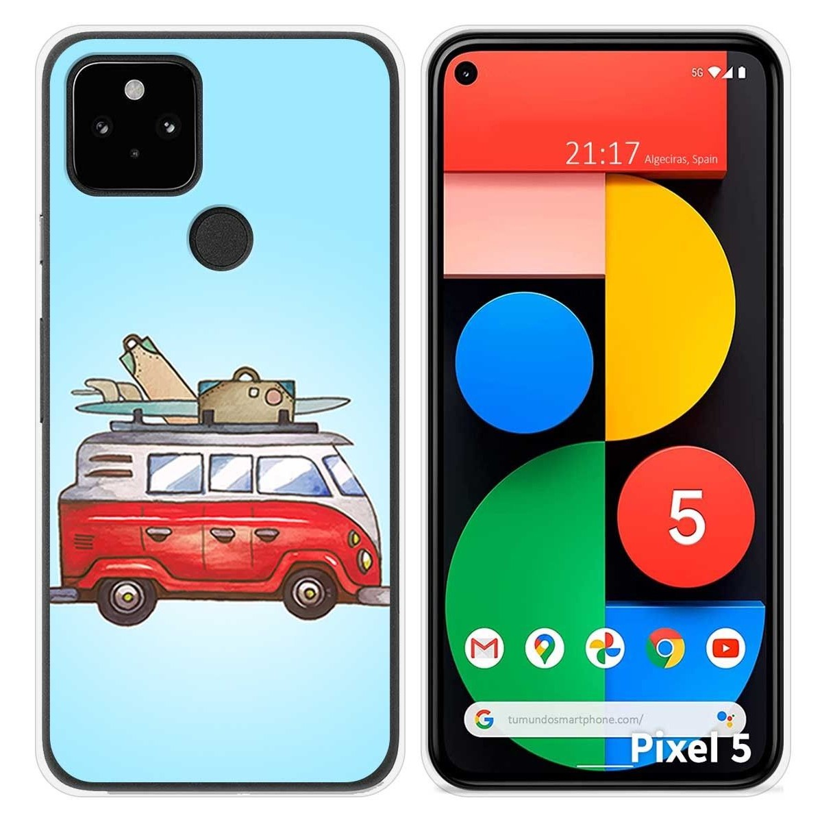 Funda Silicona para Google Pixel 5 5G diseño Furgoneta Dibujos