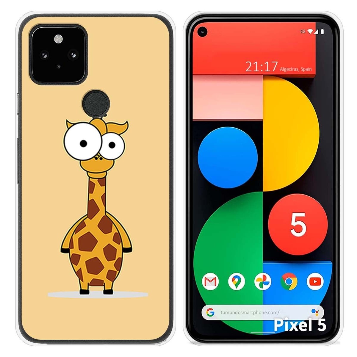 Funda Silicona para Google Pixel 5 5G diseño Jirafa Dibujos